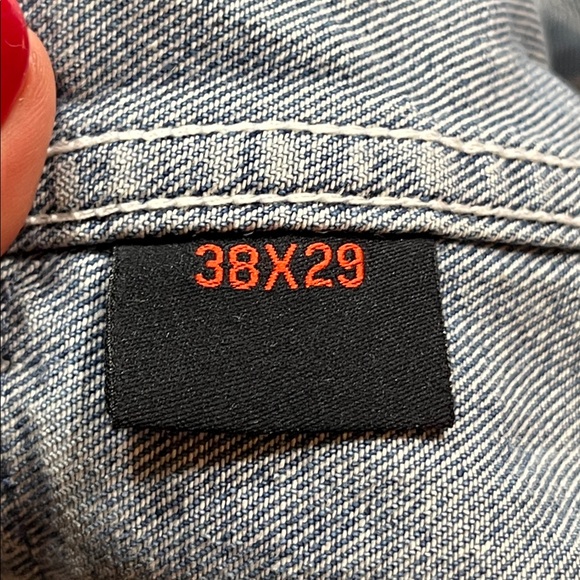 FiveBrother BIB OVERALL blue JEANS DENIM PANTS mens size 38 Baggy 90s grunge rip - Picture 5 of 16